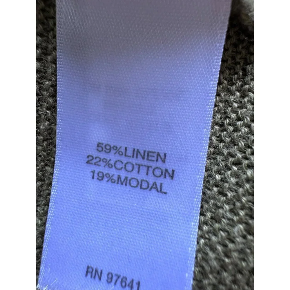 J.Jill Linen Open Front Long Sleeve Cardigan Shrug Linen Cotton SZ M Olive Green